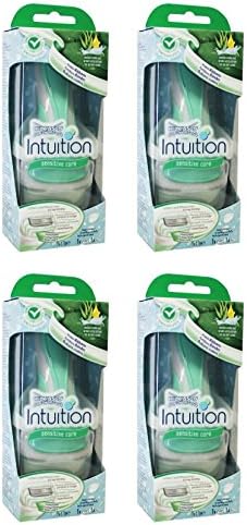 Wilkinson by Schick Intuition Sensitive Care Razor with 1 Refill Cartridge and Shower Hanger (4 Pack) + FREE Makeup Blender