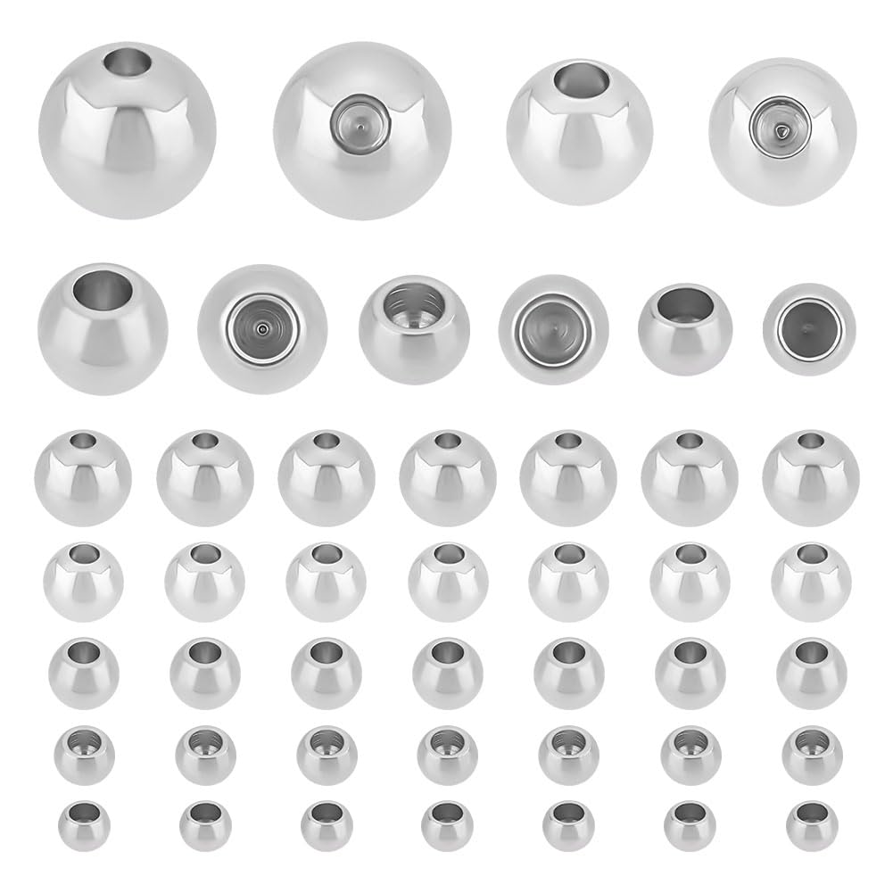 UNICRAFTALE About 100pc 5 Sizes 3/4/5/6/8mm Cord End Caps Stainless Steel End Caps Round End Caps Cord End for Jewelry Making Kit, Stainless Steel Color