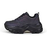 Niluber Women's Chunky Platform Sneakers Hologram Black White Silver Lace-Up Casual Fashion Walking Sport Rave Shoes