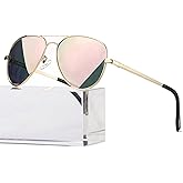 HJSTES Polarized Aviator Sunglasses for Women Men Classic Metal Shades Mirror Lens 100% UV Blocking, 58mm