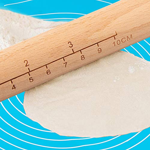GALYGG Rolling Pin and Silicone Baking Pastry Mat Set, Dough Board with Measurements Reusable Non-Stick and Easy to Clean,Silicone of Highest Grade FDA Certified