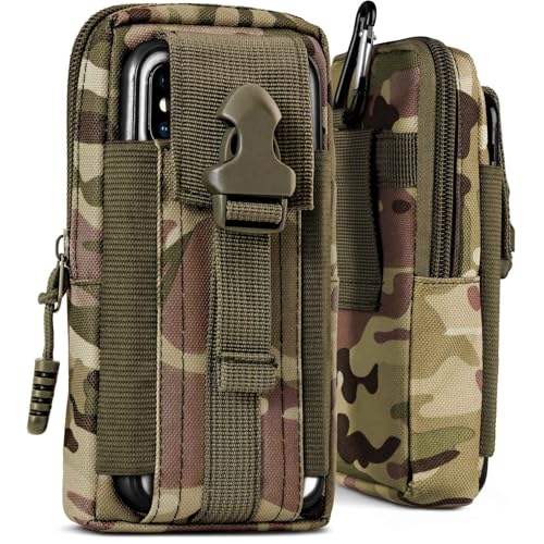 ONEFLOW Funda de supervivencia compatible con ZTE Blade A52 – Funda de nailon con mosquetón, funda táctica EDC con soporte para cinturón, funda exterior – Camo Verde