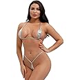 EVAbaby Women 2Pcs Halter Neck Bra Tops Thong Micro Bikini Set Sexy Swimwear Beachwear Swimsuit Extreme Lingerie Bathing Suit