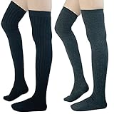 Pack of 2 Womens Girls Winter Over Knee Leg Warmer Knit Crochet Socks Leggings