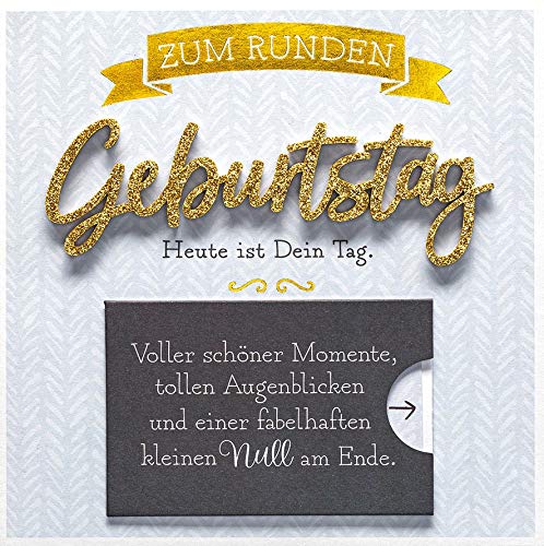 Birthday Card Lettering Surprise - Round Birthday Card - 15cm x 15cm