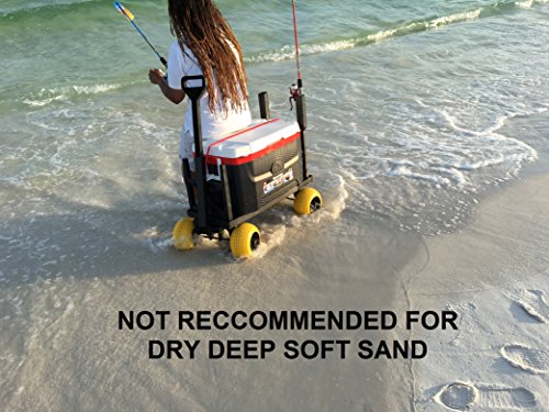 Mighty Max Plus One Beach Fishing Cart Wagon with 4 All Terrain Rolling Wheels