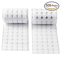 Heze 1000 pcs (500 Pair Sets) 20mm Diameter Sticky Back Coins Hook & Loop Self Adhesive Dots Tapes (White)