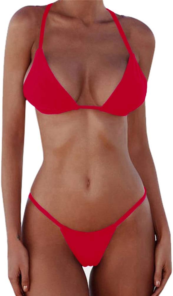 XUNYUBikini Set Bandage Solid Brazilian Swimwear Two Pieces Swimsuit Padded Thong Bathing Suits