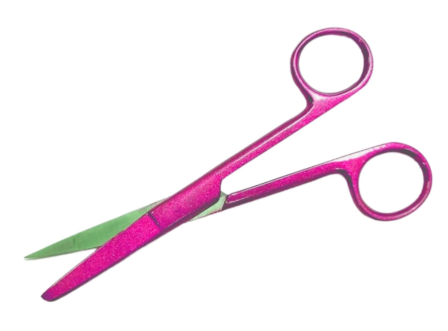 Dressing Scissors 14cm, First Aid, Vets, Pet Grooming, Nurses, Home Office Use (Sharp Blunt Str, Pink Glitter)