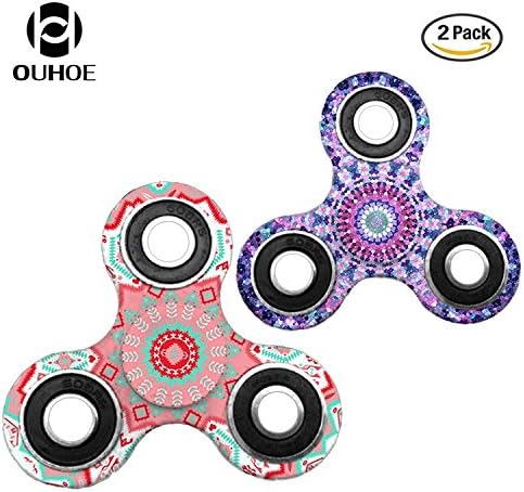 OUHOE Hand Fidget Spinner for Adults EDC Hand Toys, Stress Reducer for Anxiety ADHD ADD Multicolor,2 PACK