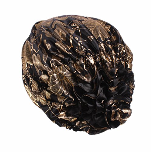 Qhome Womens Metallic Flower Turbante Beanie Hat Bonnet Chemo Cap Muslim Scarf Hijab Islamic Turban