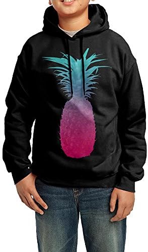 Pink Turquoise Ombre Pineapple Hoodie Youth Pullover Hooded Sweatshirt L