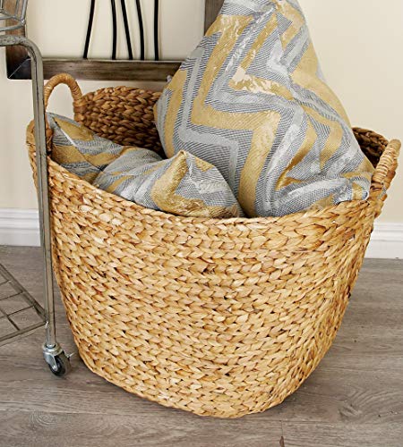image for Deco 79 Large Seagrass Woven Wicker Basket with Arched Handles, Rustic