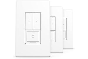 EMITEVER Led Dimmer Switch,Single-Pole or 3-Way Dimmable Dimmer,Dimmer Light Switch with Air Gap Power Cut Off Switch,3 Button Control, Wall Plate Included,ETL Certified,3 Pack,Matte White