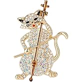 Play The Cello Cat Cartoon Animal Brooch Lapel Pins Badge Unique Brooches for Women Girls Suit Dresses Clothing Backpacks Bags Hats Accessory Fashion Jewelry