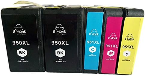 lil Monk 1Set+1Black HP 951xl Ink Cartridge (2 Black, 1 Cyan, 1 Magenta, 1 Yellow) Compatible With HP 8600 Plus, HP 8630, HP 8615, HP Officejet Pro 8625 8610 8620 8100 8640 8660 8615 251dw 271dw