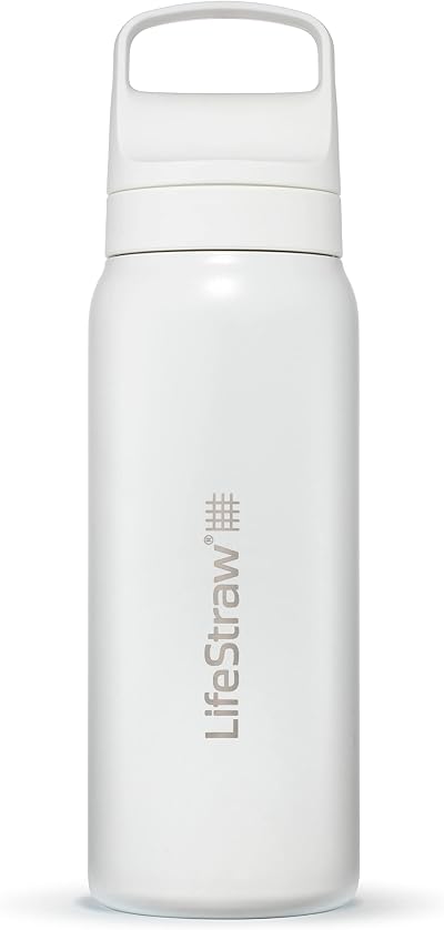 LifeStraw Go Series Insulated Stainless Water Bottle 24oz Polar White