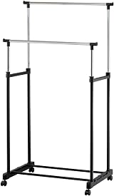 raxter Heavy Duty Garment Rack Adjustable Single Double Rail with Wheels view 1