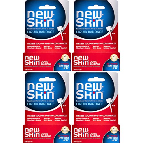 NewSkin Liquid Bandage 1.0 FL OZ (Pack of 4), Liquid Bandage for Hard