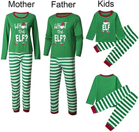 Iusun Family Pajamas Matching Sets, Christmas Man Women Boys Girls Striped Letter Elf Pajama PJ Sets Tops + Pants