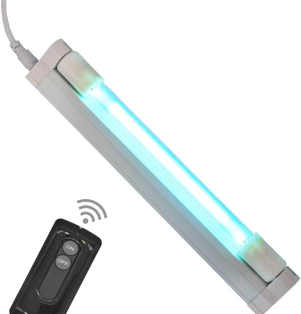 EMNOOTI UV Linear Germicidal Lamp,T5 Ultraviolet Tube Light Kit Closet Cabinet Sanitizer with 6ft Cord in-line ON/Off Switch, 6W UVC Bulb with Ozone (6W Tube with Remote ON/Off Controller)