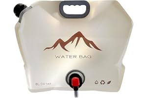 Kunknot Collapsible 2-Gallon Water Jug Portable Camping Bag with Leak-Proof Spigot Durable BPA-Free 8L Collapsible Water Container for Hiking Camping Emergency Prep (Beige)