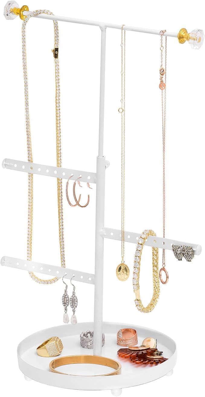 Sasha Morel T-Shaped Jewellery Stand with Base | Necklace Stand Jewellery Organiser - Bracelet Holder, Earring Storage Organiser, Dressing Table Organiser | Room Decor & Christmas Gifts for Girls