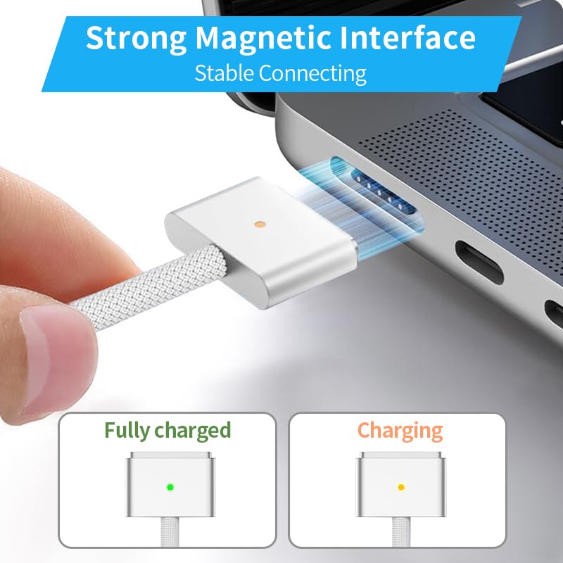 Mac Book Pro Air Ladekabel 96W - M4 M3 M2 M1 (2025 2024 2023 2022 2021) Ladegeräte & Netzteile mit 2M USB‑C auf T-Tip Geflochtenes Kabel für MacBook Air 15/13