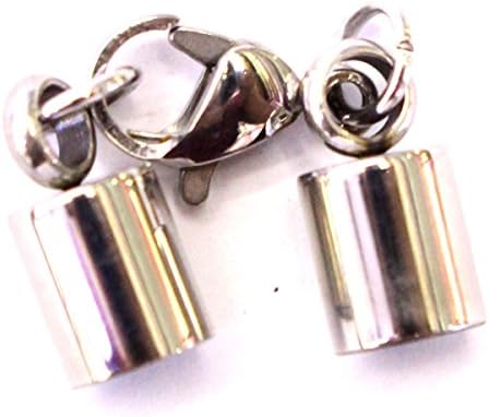 Fashiontrenda 5 Sets Stainless Steel Leather Chain Necklace End Cap with Lobster Clasp Connector Findings (Fit 5mm Cords)
