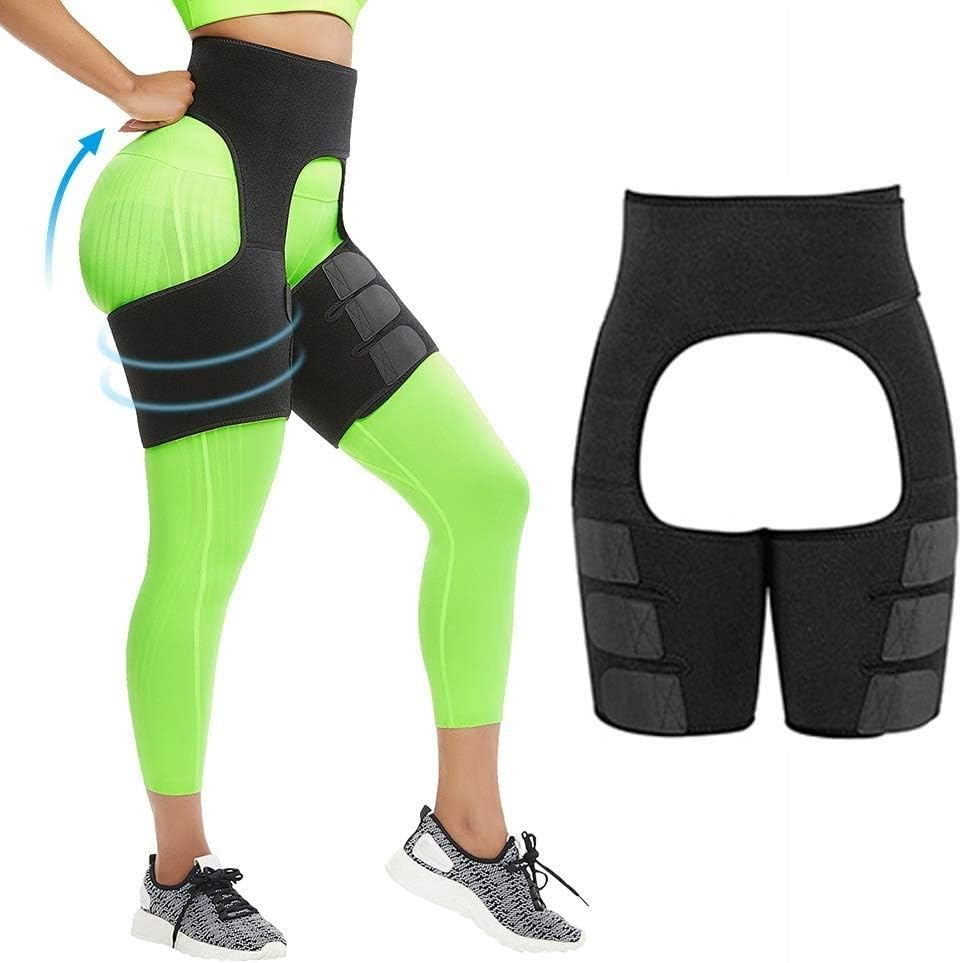 POIUY Waist Trimmer for Women, Thigh Trimmers 3 in 1 Waist Trainer Butt Lifter and Hips, Waist and Thigh Trimmer Butt Lifter Training Body ShapeBLACK-M