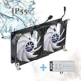TITAN- 12V 120mm DC Double Rack Mount Ventilation Cooling fan for Fridge Vent and Ventilation Grille with Speed Controller (120mm) TTC-SC22(B)