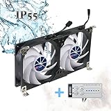 TITAN- 12V DC Double Rack Mount Ventilation Cooling Fan for Fridge Vent and Ventilation Grille with Speed Controller (120mm)