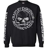 Harley-Davidson Men's Willie G Skull Sweatshirt, Black Crew Pullover 30296649