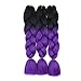 Ombre Color Synthetic Hair 3 packs Jumbo Braiding Hair Extension 24Inch 100gram Synthetic Two Tone High Temperature Crochet Braids (Black and purple)