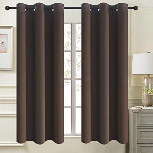Solid Thermal Insulated Blackout Window Curtains / Draperies / Panels for Bedroom/ Living Room/Sliding glass doors Top Fation Grommet by Alice Brown (2 Panel,W42 x L63 –Inch,Toffee Brown)