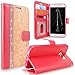 Galaxy S6 Edge Plus Case, Cellularvilla [Diamond Jewel] [Card Slots] Embossed Flower Design Premium Pu Leather Wallet Case Flip Cover For Samsung Galaxy S6 Edge Plus / S6 Edge+ (Peach Pink Bling)