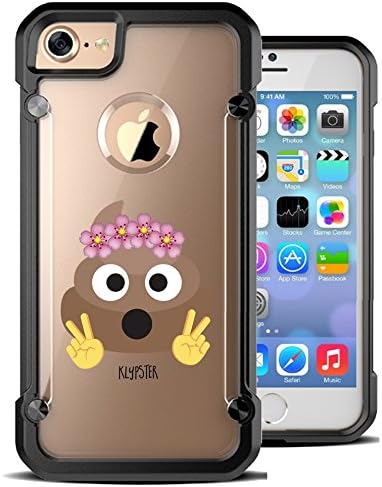 iPhone 7 Case Poo Poop Emoji Floral Crown Funny Meme Peace Hybrid Transparent Designer Case Cover For Teens Girls Women. Fits iPhone 7 7S [ KlypsterMax ]