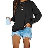PRETTODAY Women's Casual Crew Neck Sweatshirts Raglan Long Sleeve Solid Tunic Tops Loose Pullovers