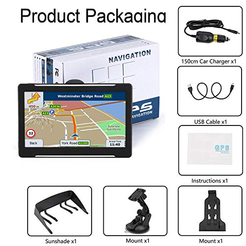 GPS Navigation for Car, Aonerex 7 inch HD 8GB&256MB GPS Navigation System,Spoken Turn- to-Turn Traffic Alert Vehicle Car GPS Navigator,Lifetime Free Map Updates