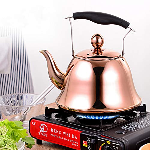 Rose gold Whistling Tea Kettle Stainless Steel Copper Stovetop Teakettle Sturdy Teapot for Tea Coffee Fast Boiling with Infuser Color Copper Mirror Finish 2 Liter / 2.1 Quart (Copper) - Thumbnail 4