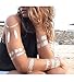 Gift-Package Temporary Tattoos 8 sheets Metallic Mandala Mehndi Boho Designs in Gold and Silver - 100+Temporary Fake Shimmer Jewelry Henna tattoos - Flowers, Elephants, Bracelets, Wrist and Arm Bands