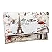 BMC Womens Textured PU Faux Leather Postage Stamp Design Print Flap Fashion Clutch Handbag - Oui Oui Paris