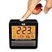 HITO 3.7” Atomic Travel Alarm Clock with Solar Panel, Date Day Indoor Temperature Humidity, Amber Backlight- Battery Operated