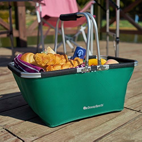 OnwaySports Aluminum Frame Picnic Basket Lightweight Foldable Portable for Camping