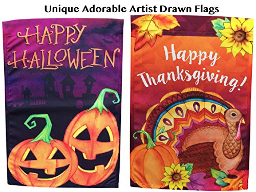 Beech Lane Seasonal Garden Flag Set Of 10- Metal Pole Included, Double Sided Flags, Thick Weatherproof Polyester Fabric, Adorable Artist Drawn Colorful Artwork, 12x18 Size - Thumbnail 5