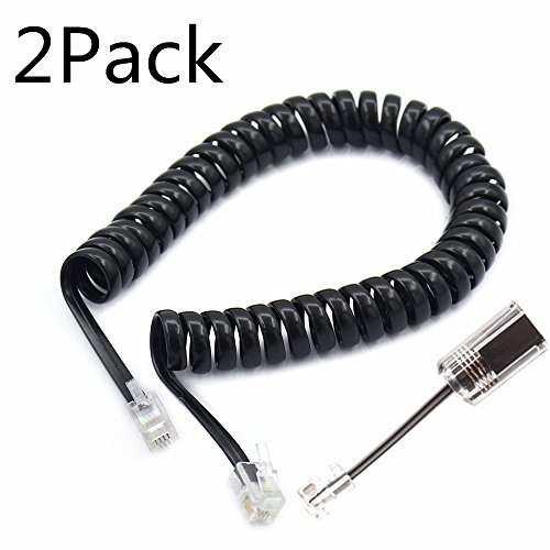 SINCODA 2 Pack 6 Ft Uncoiled Modular Coiled Telephone Phone Handset Curly Cable Cord +2 Pack 360° Telephone Cord Detangler Extended Rotating(6FT/Black) - Thumbnail 7