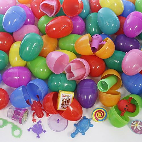 100 Toy Filled Easter Eggs - Assorted Toys &amp; Bright Egg Color