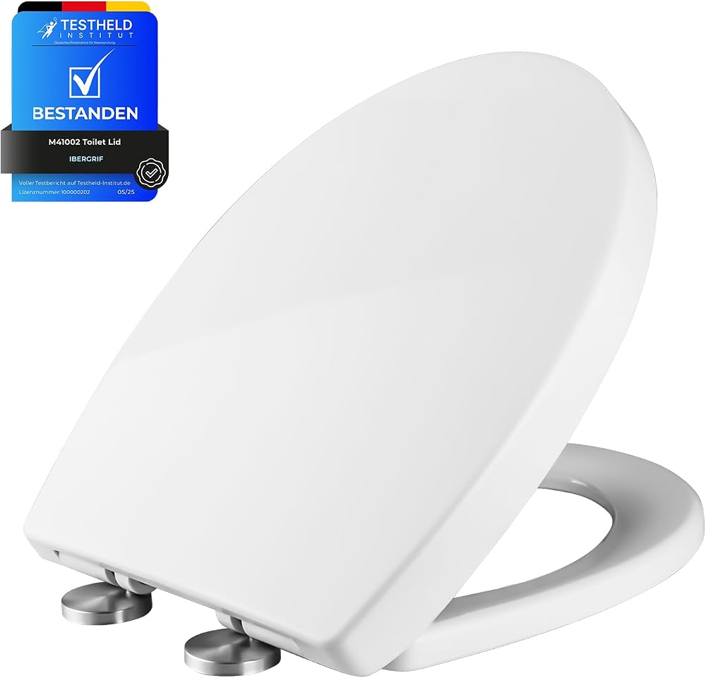 Ibergrif Soft Close Toilet Seat White O Shape Quick Release Adjustable Hinges