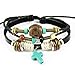 Bluegrass Vintage Blue Cross Pendant Quality Leather Black Braided Rope Handmade Bracelet,Adjustable