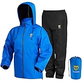 TIDEWE Rain Suit, Waterproof Breathable Lightweight 2 Pieces Rainwear